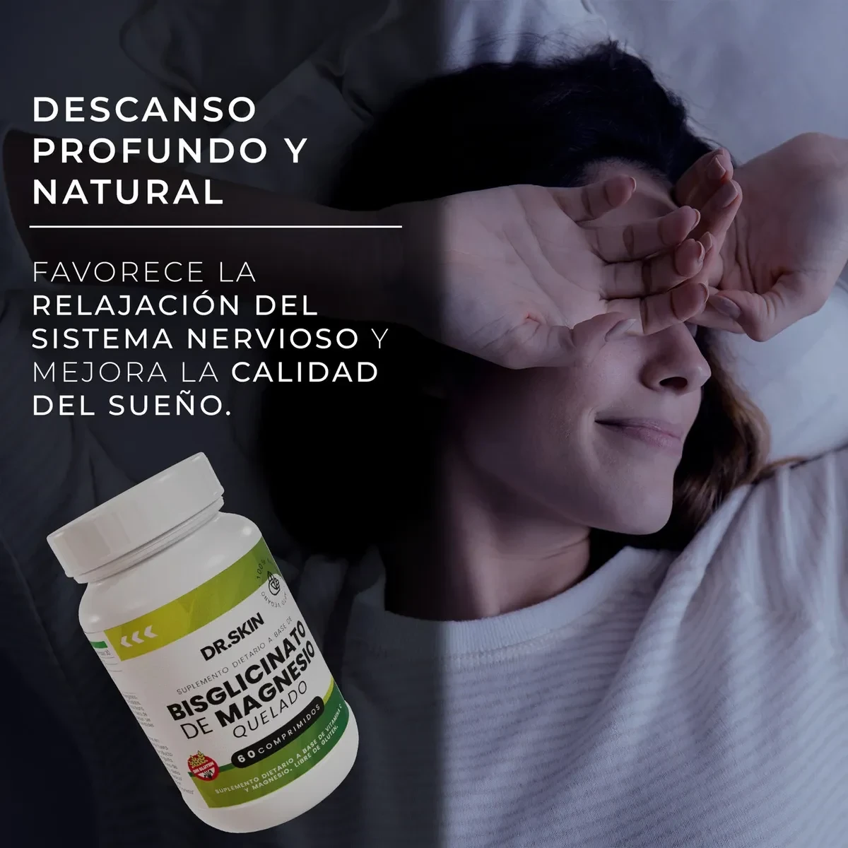 Bisglicinato de magnesio quelado 1000mg Dr Skin 60 comprimidos foto 2