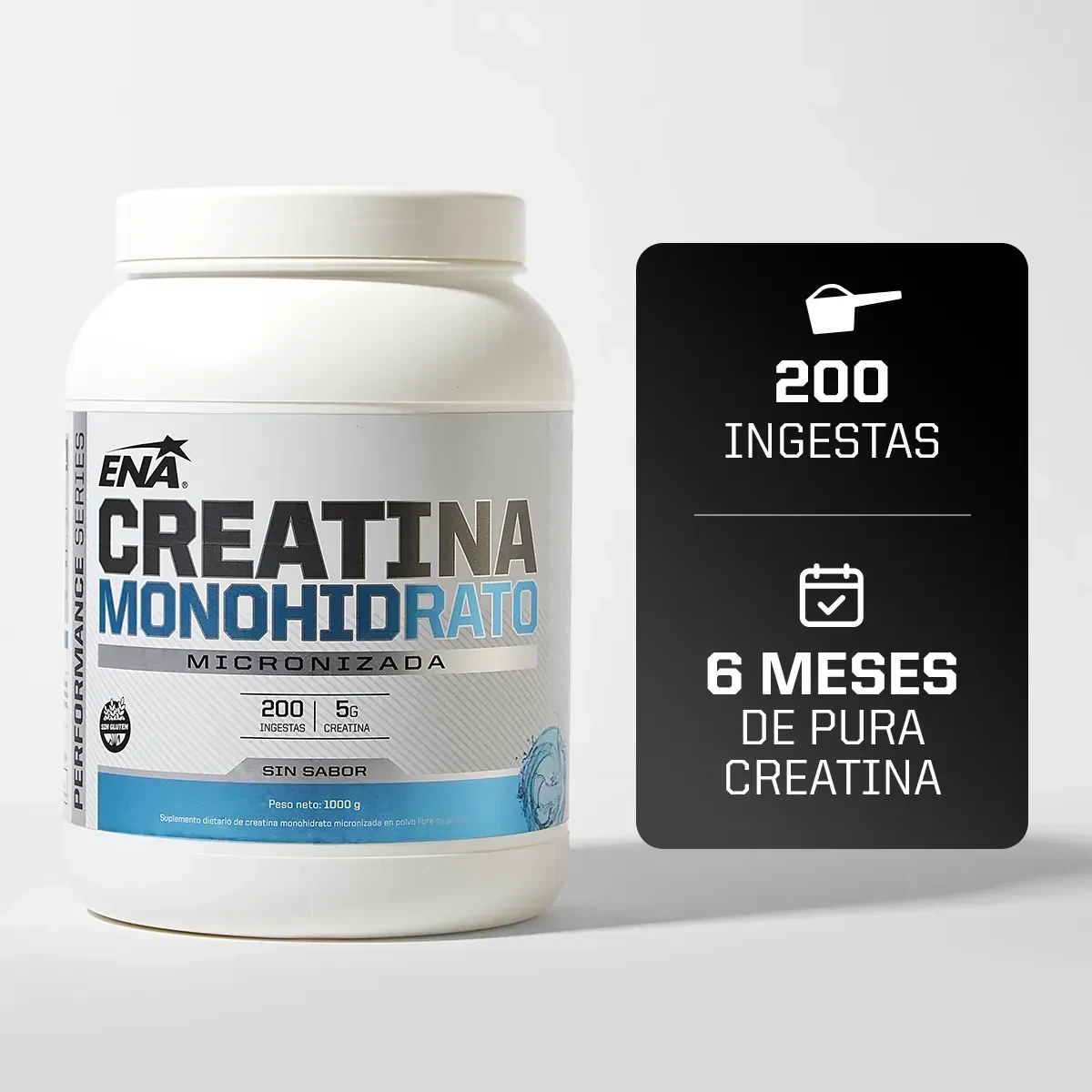 Creatina monohidrato micronizada Ena Sport 1kg sin sabor foto 3