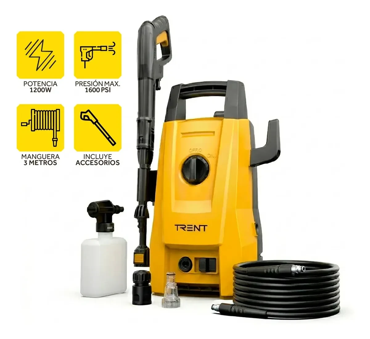 Hidrolavadora eléctrica Trent HLT203 1600PSI 1200W con accesorios