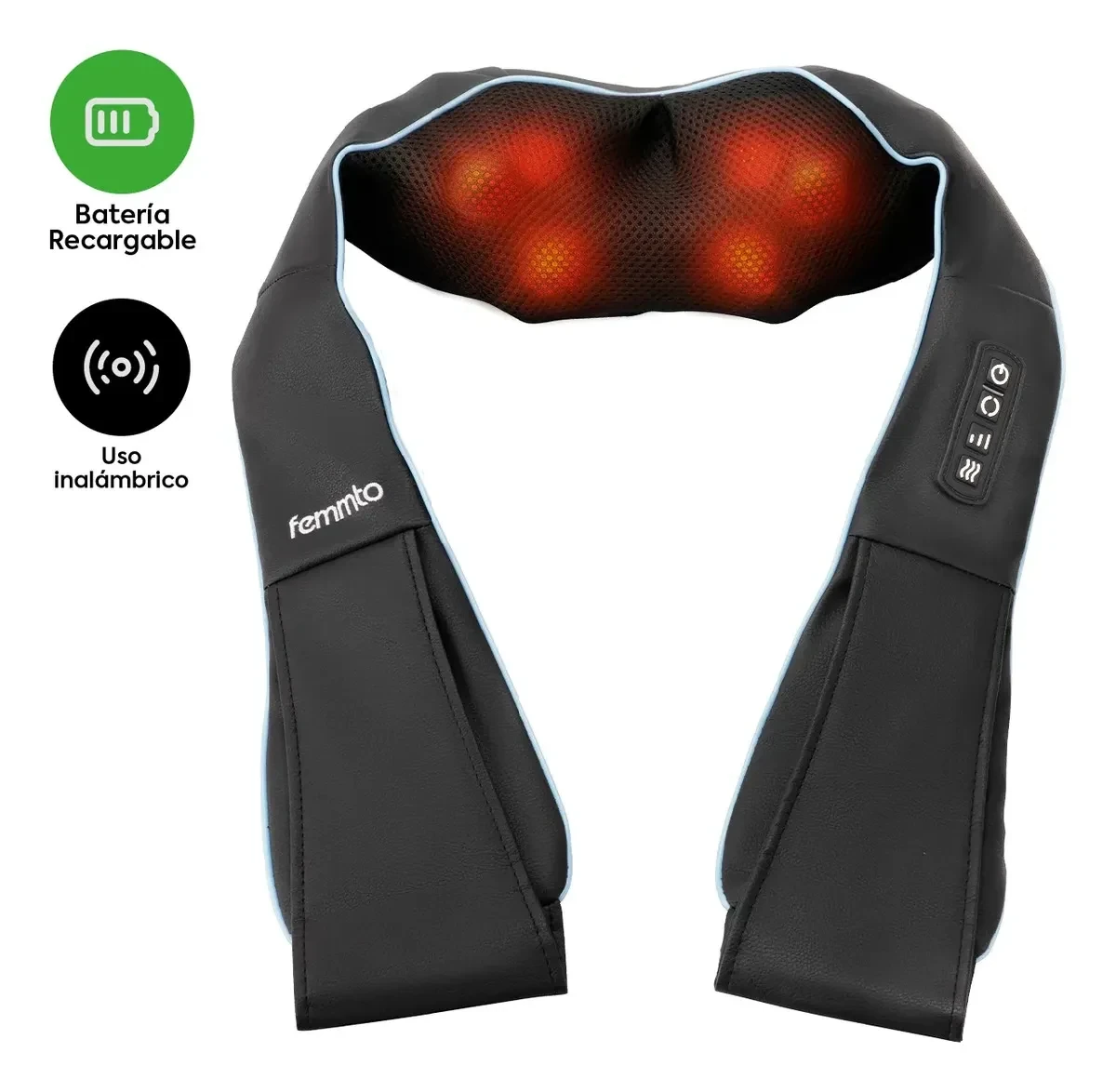Masajeador cervical Shiatsu Femmto inalámbrico con calor