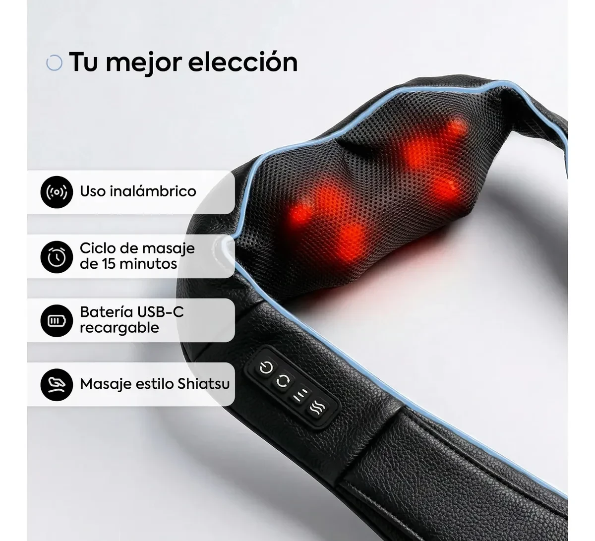 Masajeador cervical Shiatsu Femmto inalámbrico con calor foto 2