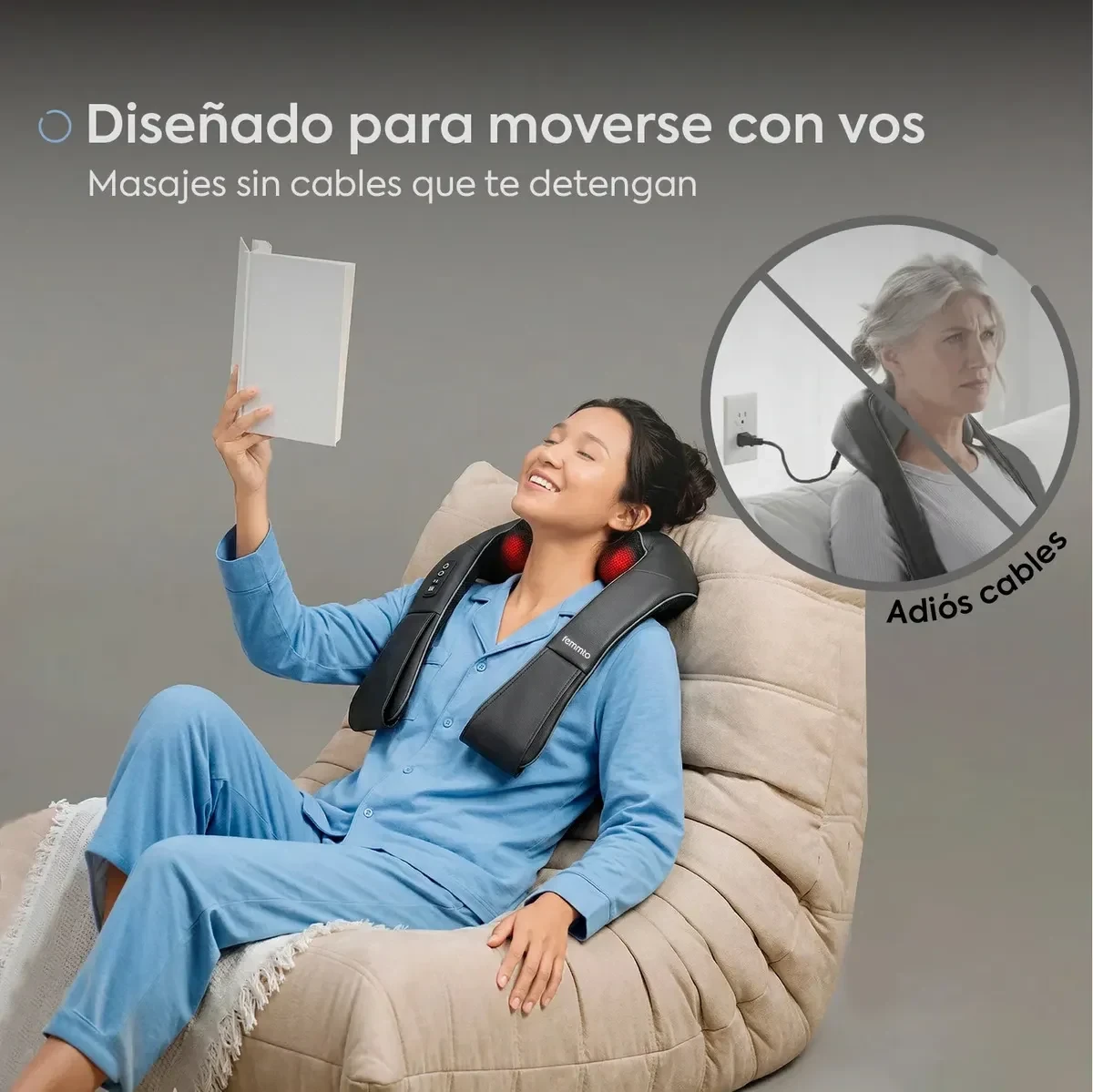 Masajeador cervical Shiatsu Femmto inalámbrico con calor foto 3