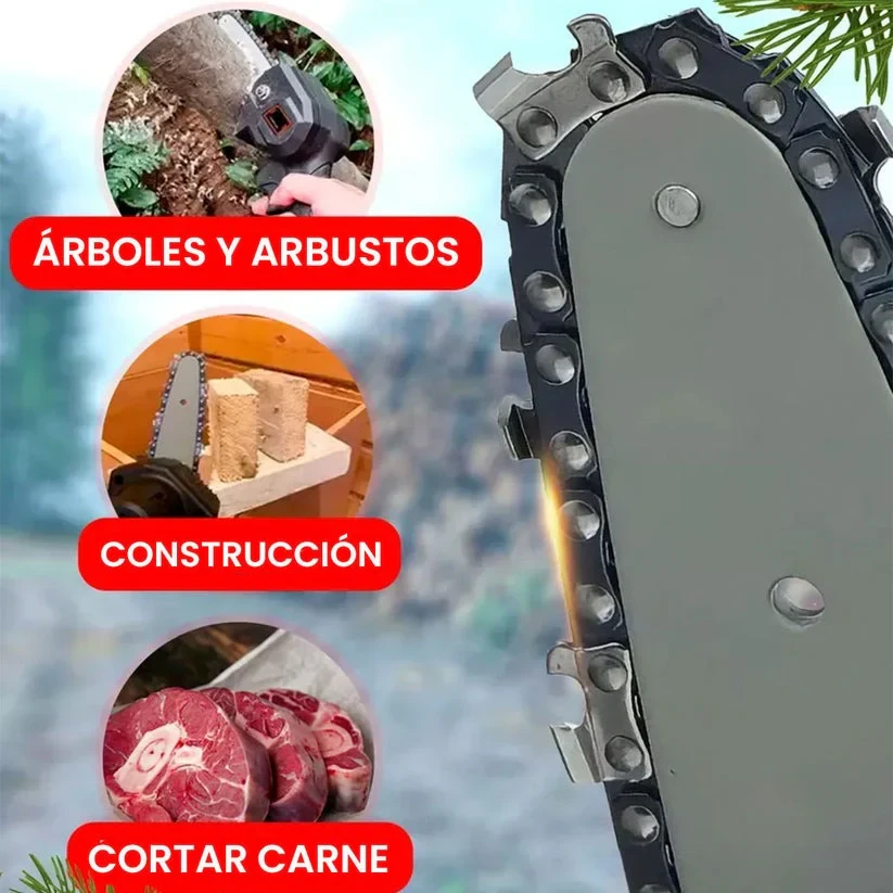 Motosierra portátil inalámbrica 24V con 2 baterías, 2 espadas y 2 cadenas foto 4