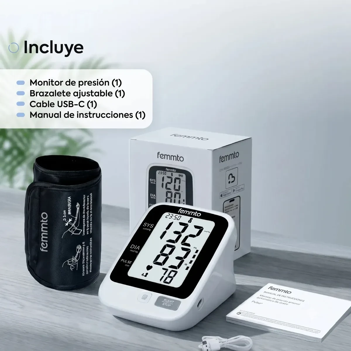 Tensiómetro digital de brazo Femmto automático con batería USB foto 8